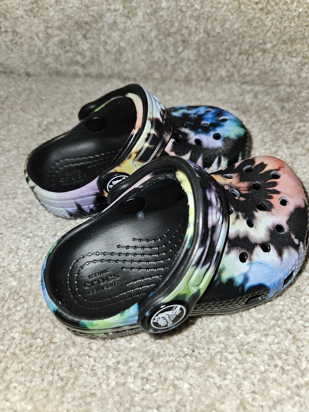 NWOT Crocs Baby Tie-Dye Clogs - Black Multi